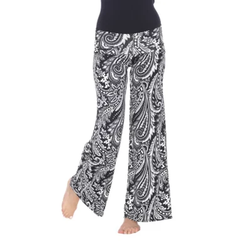 White Mark Womens Mid Rise Wide Leg Palazzo Pant