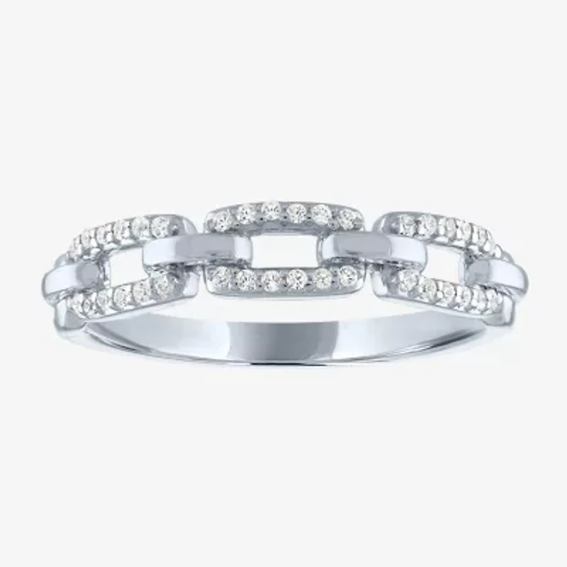Diamond Addiction Womens 1/6 CT. T.W. Natural White 10K Gold Paperclip Band