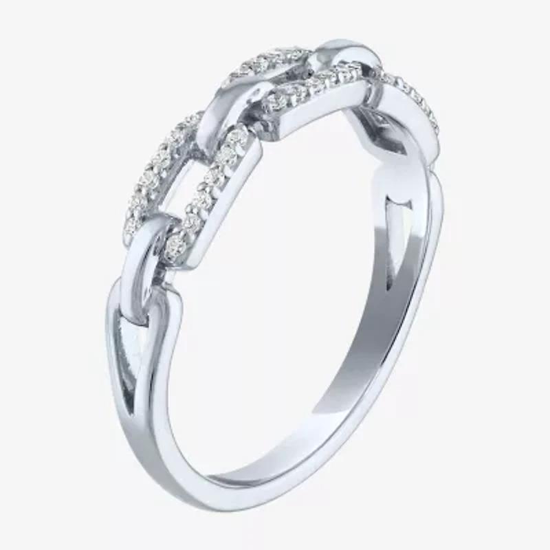 Diamond Addiction Womens 1/6 CT. T.W. Natural White 10K Gold Paperclip Band