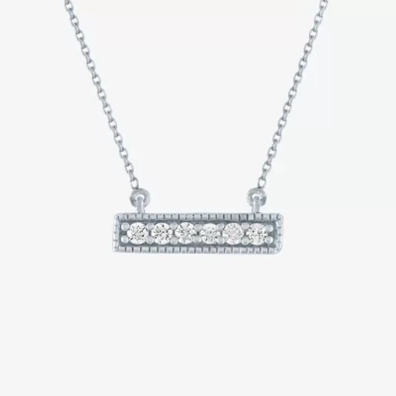 (G-H / SI2-I1) Diamond Addiction Womens 1/10 CT.T.W. Lab-Grown Diamond Bar Pendant Necklace