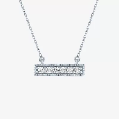 (G-H / SI2-I1) Diamond Addiction Womens 1/10 CT.T.W. Lab-Grown Diamond Bar Pendant Necklace