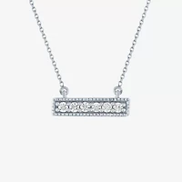 (G-H / SI2-I1) Diamond Addiction Womens 1/10 CT.T.W. Lab-Grown Diamond Bar Pendant Necklace