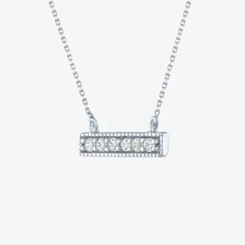 (G-H / SI2-I1) Diamond Addiction Womens 1/10 CT.T.W. Lab-Grown Diamond Bar Pendant Necklace