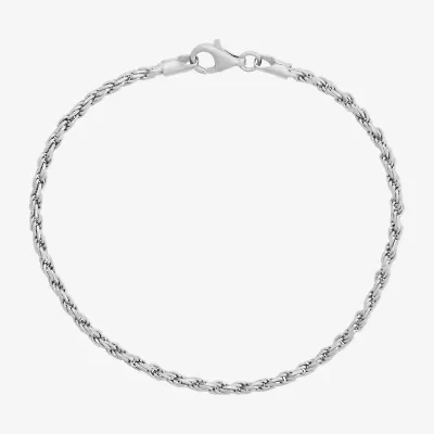 Made In Italy Womens Sterling Silver Solid Rope Chain Bracelet
