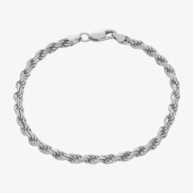 Made In Italy Mens Sterling Silver 8 Inch Solid Rope Chain Bracelet