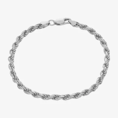 Made In Italy Mens Sterling Silver 8 Inch Solid Rope Chain Bracelet