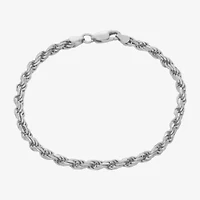 Made In Italy Mens Sterling Silver 8 Inch Solid Rope Chain Bracelet