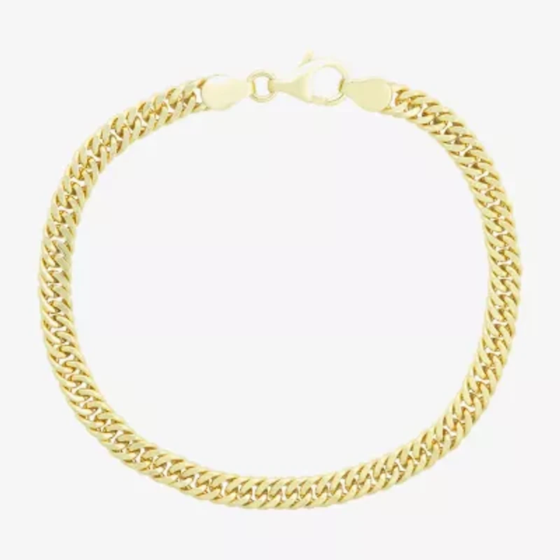 Made In Italy Mens 14K Gold Over Silver 8 1/2 Inch Solid Cuban Chain Bracelet