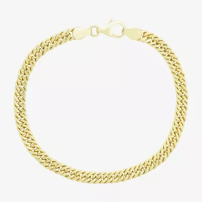 Made In Italy Mens 14K Gold Over Silver 8 1/2 Inch Solid Cuban Chain Bracelet