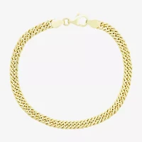 Made In Italy Mens 14K Gold Over Silver 8 1/2 Inch Solid Cuban Chain Bracelet