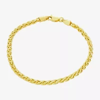 Made In Italy Womens 14K Gold Over Silver 10 Inch Hollow Wheat Chain Bracelet