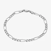Made In Italy Womens Sterling Silver 7.25 Inch Hollow Figaro Chain Bracelet