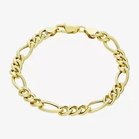 Made In Italy Mens 14K Gold Over Silver 8 1/2 Inch Hollow Figaro Chain Bracelet