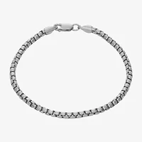 Made In Italy Mens Sterling Silver 8 Inch Hollow Box Chain Bracelet