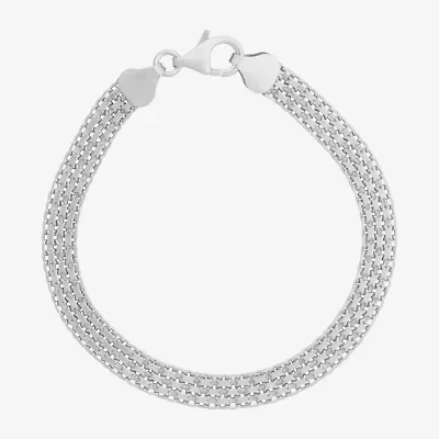 Made In Italy Womens Sterling Silver 7.25 Inch Solid Link Chain Bracelet