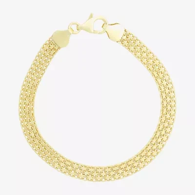 Made In Italy Womens 14K Gold Over Silver 7.25 Inch Solid Link Chain Bracelet