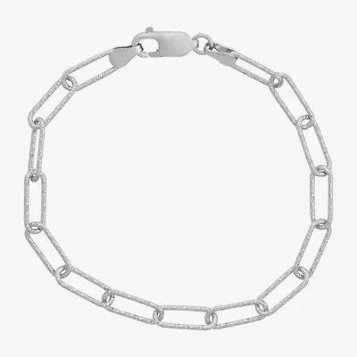 Made In Italy Womens Sterling Silver 7.25 Inch Solid Paperclip Chain Bracelet