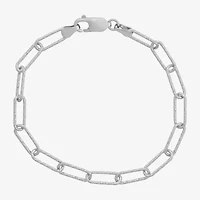 Made In Italy Womens Sterling Silver 7.25 Inch Solid Paperclip Chain Bracelet