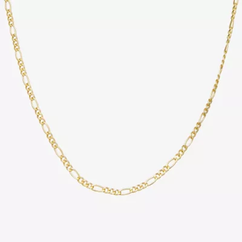 Made Italy Womens 14K Gold Over Silver 18 Inch Figaro Chain Necklace
