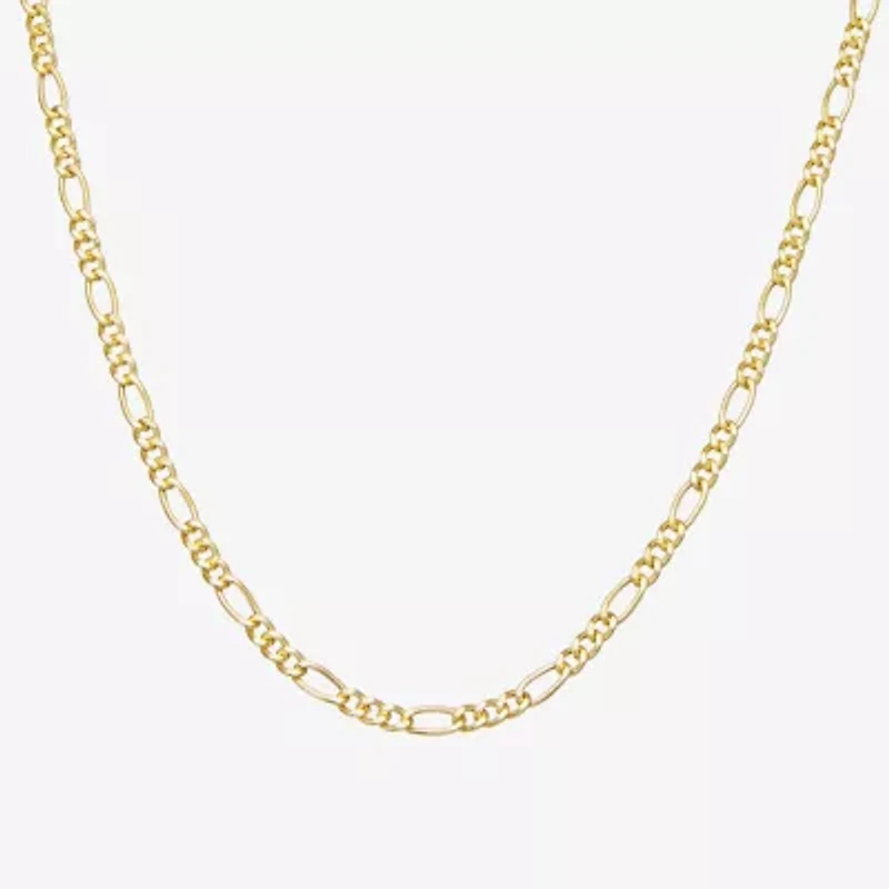 Made Italy Womens 14K Gold Over Silver 18 Inch Figaro Chain Necklace