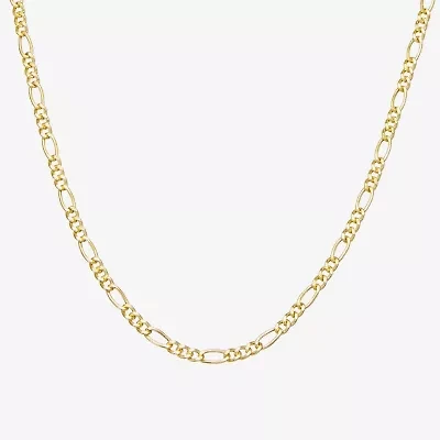 Made Italy Womens 14K Gold Over Silver 18 Inch Figaro Chain Necklace