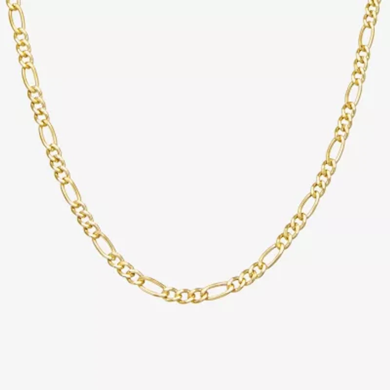 Made Italy Womens 14K Gold Over Silver 18 Inch Figaro Chain Necklace