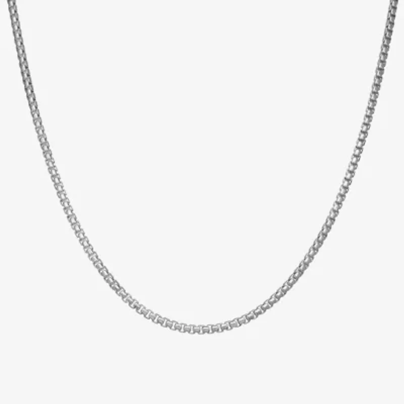 Made In Italy Womens Sterling Silver Inch Box Chain Necklace