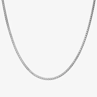 Made In Italy Womens Sterling Silver Inch Box Chain Necklace
