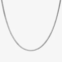 Made In Italy Womens Sterling Silver Inch Box Chain Necklace