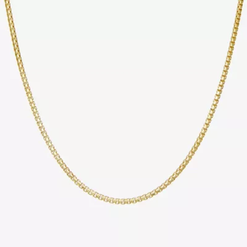 Made In Italy Womens 14K Gold Over Silver 18 Inch Box Chain Necklace