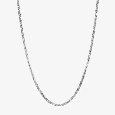 Made In Italy Womens Sterling Silver 18 Inch Popcorn Chain Necklace