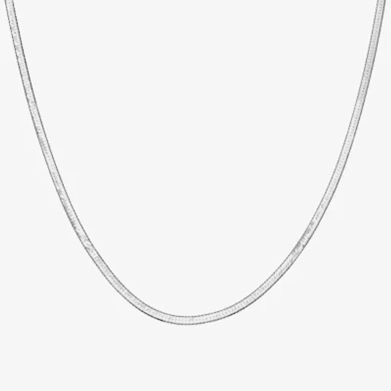 Made Italy Womens Sterling Silver 18 Inch Herringbone Chain Necklace
