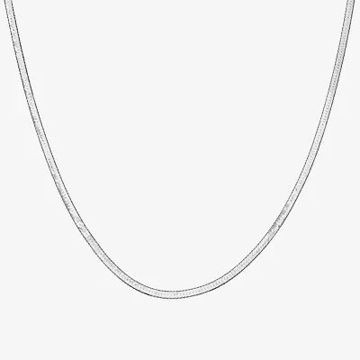 Made Italy Womens Sterling Silver 18 Inch Herringbone Chain Necklace