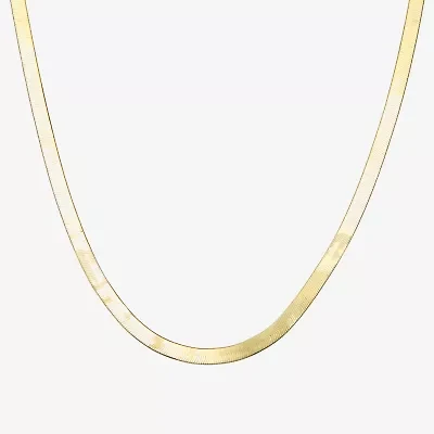 Made Italy Womens 14K Gold Over Silver 18 Inch Herringbone Chain Necklace