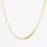 Made Italy Womens 14K Gold Over Silver 18 Inch Herringbone Chain Necklace