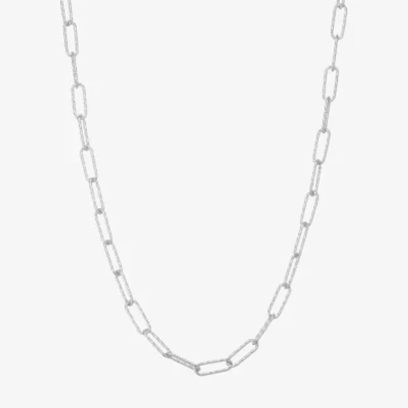 Made In Italy Womens Sterling Silver 18 Inch Paperclip Chain Necklace