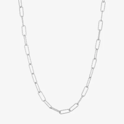 Made In Italy Womens Sterling Silver 18 Inch Paperclip Chain Necklace