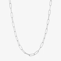 Made In Italy Womens Sterling Silver 18 Inch Paperclip Chain Necklace