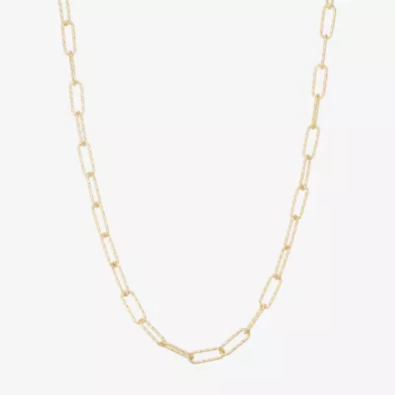 Made Italy Womens 18 - 24 Inch Gold Over Silver Link Necklace Paperclip