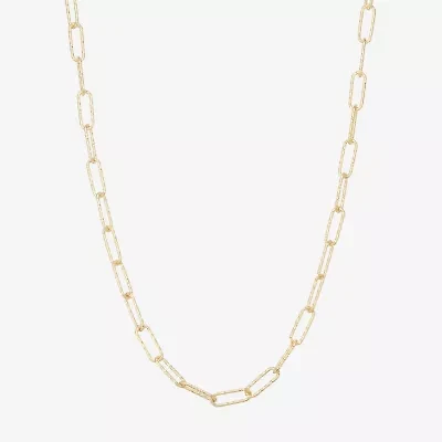 Made Italy Womens 18 - 24 Inch Gold Over Silver Link Necklace Paperclip