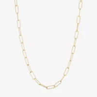 Made Italy Womens 18 - 24 Inch Gold Over Silver Link Necklace Paperclip