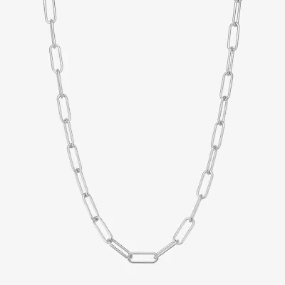 Made In Italy Womens Sterling Silver 18 Inch Link Necklace