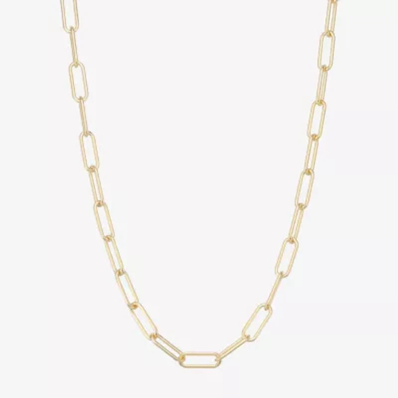 Made Italy Womens 14K Gold Over Silver 18 Inch Link Necklace