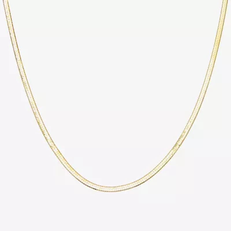 Made In Italy Womens 14K Gold Over Silver 18 Inch Herringbone Chain Necklace