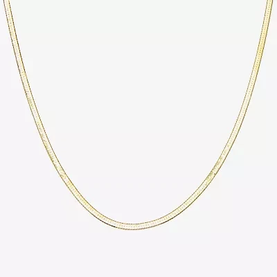 Made In Italy Womens 14K Gold Over Silver 18 Inch Herringbone Chain Necklace