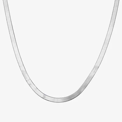 Made In Italy Sterling Silver 18 - 24 Inch Solid Herringbone Chain Necklace