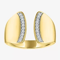 Bold Open Edge Womens 1/10 CT. T.W. Natural White Diamond 14K Gold Over Silver Band