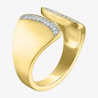 Bold Open Edge Womens 1/10 CT. T.W. Natural White Diamond 14K Gold Over Silver Band