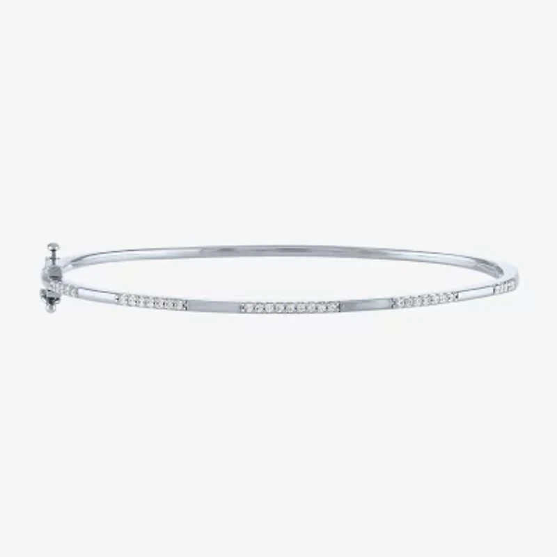 Diamond Addiction 1/4 CT. T.W. Genuine White Diamond Bangle Bracelet in Sterling Silver