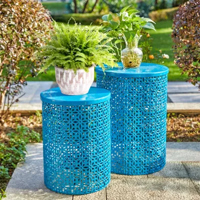 Glitzhome Set Of 2 Metal Planter Stands